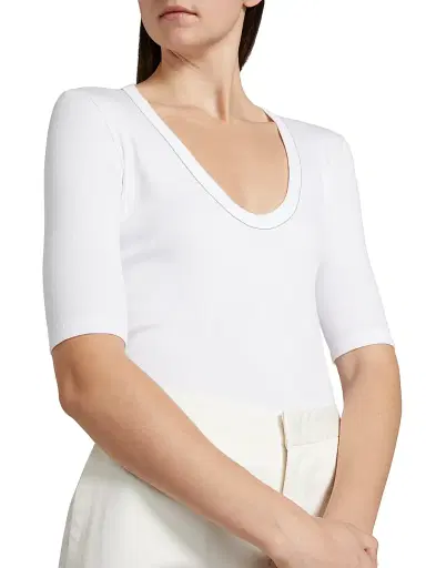 Fabiana Filippi Women's Rib-Knit Jersey T-Shirt - Bianco Ottico | Thumbnail 6 Fabiana Filippi Women's Rib-Knit Jersey T-Shirt - Bianco Ottico | Thumbnail 6
