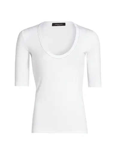 Fabiana Filippi Women's Rib-Knit Jersey T-Shirt - Bianco Ottico | Thumbnail 1 Fabiana Filippi Women's Rib-Knit Jersey T-Shirt - Bianco Ottico | Thumbnail 1