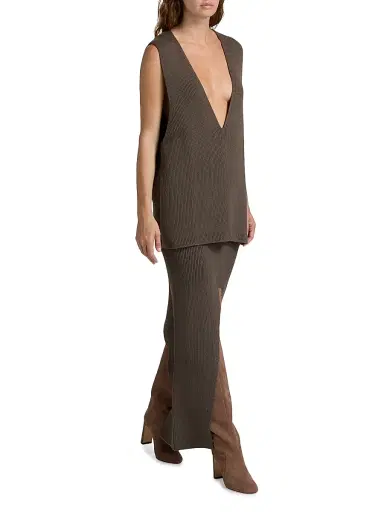 Rick Owens Women's Sliced Wool Knit Maxi Skirt - Dark Dust | Thumbnail 2 Rick Owens Women's Sliced Wool Knit Maxi Skirt - Dark Dust | Thumbnail 2