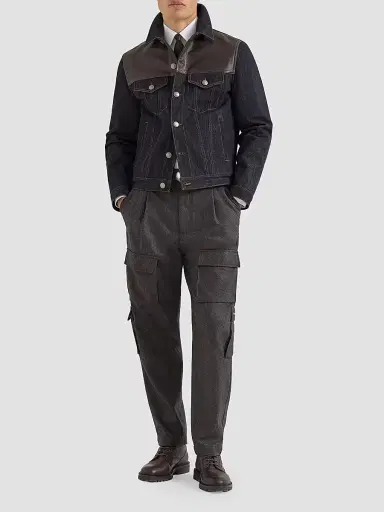 Brunello Cucinelli Men's Paneled No-Fade Denim Four-Pocket Jacket - Blue | Thumbnail 6 Brunello Cucinelli Men's Paneled No-Fade Denim Four-Pocket Jacket - Blue | Thumbnail 6