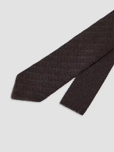 Brunello Cucinelli Men's Textured Silk Tie - Anthracite | Thumbnail 3 Brunello Cucinelli Men's Textured Silk Tie - Anthracite | Thumbnail 3
