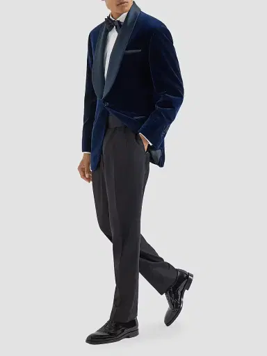 Brunello Cucinelli Men's Virgin Wool and Silk Lightweight Twill Tuxedo Trousers - Navy Blue - Size 44 | Thumbnail 6 Brunello Cucinelli Men's Virgin Wool and Silk Lightweight Twill Tuxedo Trousers - Navy Blue - Size 44 | Thumbnail 6