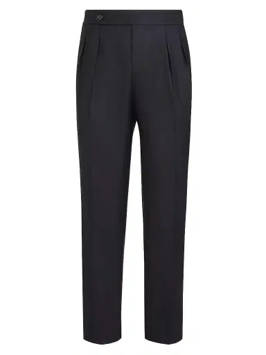 Brunello Cucinelli Men's Virgin Wool and Silk Lightweight Twill Tuxedo Trousers - Navy Blue - Size 44 | Thumbnail 1 Brunello Cucinelli Men's Virgin Wool and Silk Lightweight Twill Tuxedo Trousers - Navy Blue - Size 44 | Thumbnail 1