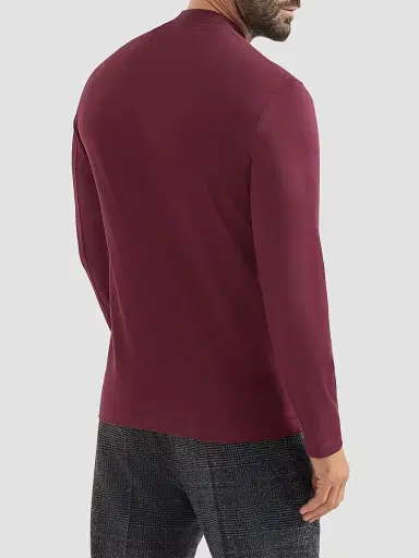 Brunello Cucinelli Men's Cotton Jersey Long Sleeve Mock Neck T-Shirt | Thumbnail 3 Brunello Cucinelli Men's Cotton Jersey Long Sleeve Mock Neck T-Shirt | Thumbnail 3