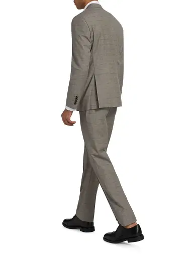 Giorgio Armani Men's Windowpane Plaid Wool Suit - Tan - Size 48 | Thumbnail 5 Giorgio Armani Men's Windowpane Plaid Wool Suit - Tan - Size 48 | Thumbnail 5