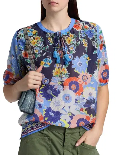 Johnny Was Women's Margot Floral Puff-Sleeve Blouse - Tiana Scarf - Size XL | Thumbnail 6 Johnny Was Women's Margot Floral Puff-Sleeve Blouse - Tiana Scarf - Size XL | Thumbnail 6