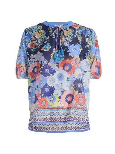 Johnny Was Women's Margot Floral Puff-Sleeve Blouse - Tiana Scarf - Size XL | Thumbnail 1 Johnny Was Women's Margot Floral Puff-Sleeve Blouse - Tiana Scarf - Size XL | Thumbnail 1