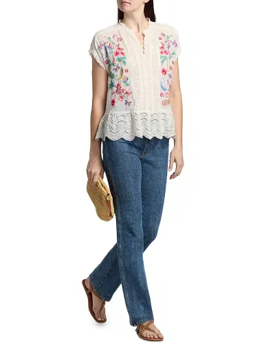 Johnny Was Women's Astrud Romana Embroidered Floral Blouse - Natural | Thumbnail 2 Johnny Was Women's Astrud Romana Embroidered Floral Blouse - Natural | Thumbnail 2