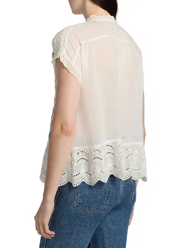 Johnny Was Women's Astrud Romana Embroidered Floral Blouse - Natural | Thumbnail 5 Johnny Was Women's Astrud Romana Embroidered Floral Blouse - Natural | Thumbnail 5