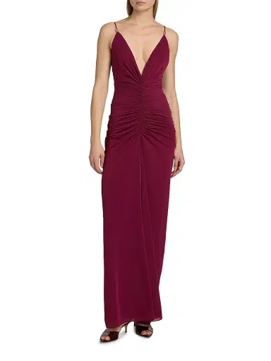 Ronny Kobo Women's Anya Ruched Maxi Dress - Blackberry | Thumbnail 2 Ronny Kobo Women's Anya Ruched Maxi Dress - Blackberry | Thumbnail 2