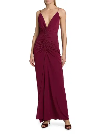 Ronny Kobo Women's Anya Ruched Maxi Dress - Blackberry | Thumbnail 3 Ronny Kobo Women's Anya Ruched Maxi Dress - Blackberry | Thumbnail 3