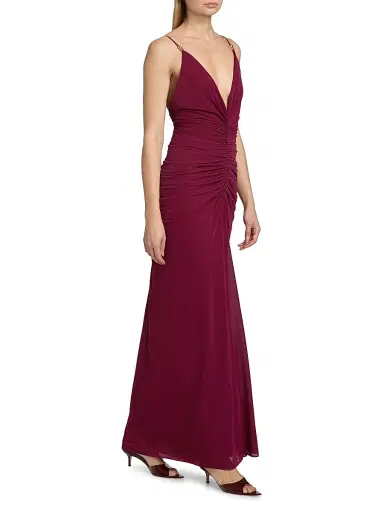Ronny Kobo Women's Anya Ruched Maxi Dress - Blackberry | Thumbnail 4 Ronny Kobo Women's Anya Ruched Maxi Dress - Blackberry | Thumbnail 4