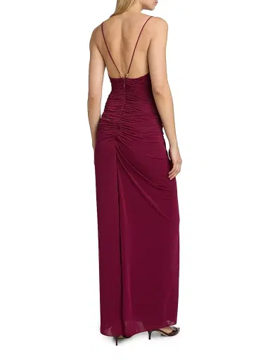 Ronny Kobo Women's Anya Ruched Maxi Dress - Blackberry | Thumbnail 5 Ronny Kobo Women's Anya Ruched Maxi Dress - Blackberry | Thumbnail 5