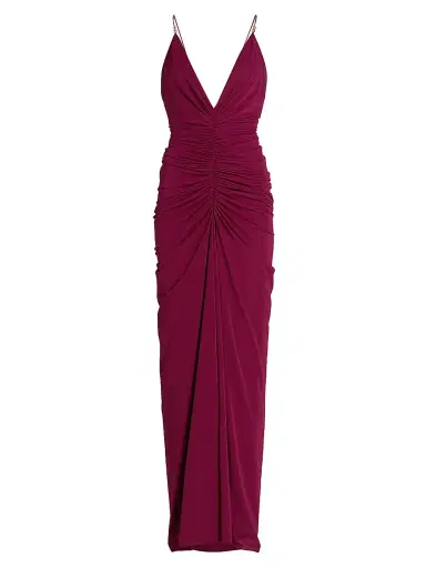 Ronny Kobo Women's Anya Ruched Maxi Dress - Blackberry | Thumbnail 1 Ronny Kobo Women's Anya Ruched Maxi Dress - Blackberry | Thumbnail 1