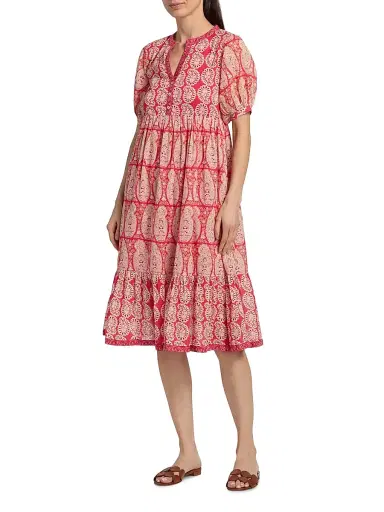 Ro's Garden Women's Sylvia Paisley Cotton Midi-Dress - Red Zahara - Size XL | Thumbnail 3 Ro's Garden Women's Sylvia Paisley Cotton Midi-Dress - Red Zahara - Size XL | Thumbnail 3