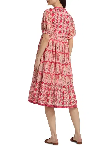 Ro's Garden Women's Sylvia Paisley Cotton Midi-Dress - Red Zahara - Size XL | Thumbnail 5 Ro's Garden Women's Sylvia Paisley Cotton Midi-Dress - Red Zahara - Size XL | Thumbnail 5