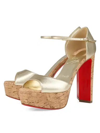 Christian Louboutin Women's Sandaloo 130MM Leather Heels - Platine | Thumbnail 2 Christian Louboutin Women's Sandaloo 130MM Leather Heels - Platine | Thumbnail 2