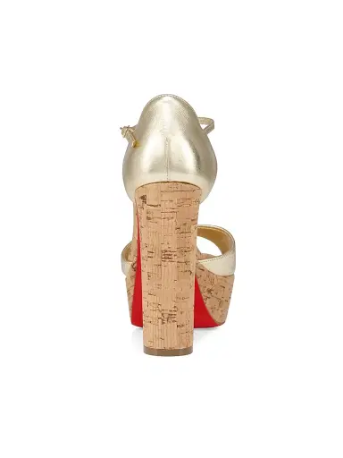 Christian Louboutin Women's Sandaloo 130MM Leather Heels - Platine | Thumbnail 3 Christian Louboutin Women's Sandaloo 130MM Leather Heels - Platine | Thumbnail 3