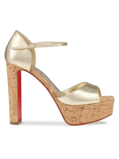 Christian Louboutin Women's Sandaloo 130MM Leather Heels - Platine | Thumbnail 1 Christian Louboutin Women's Sandaloo 130MM Leather Heels - Platine | Thumbnail 1