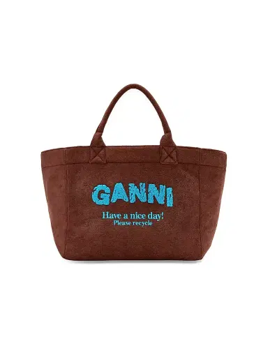 Ganni Women's XXL Logo Shopper Tote Bag - Chicory Coffee | Thumbnail 1 Ganni Women's XXL Logo Shopper Tote Bag - Chicory Coffee | Thumbnail 1