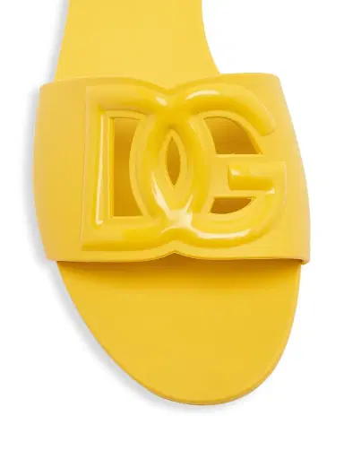 Dolce & Gabbana Women's Interlock Logo Rubber Slides - Yellow - Size 7 Sandals | Thumbnail 4 Dolce & Gabbana Women's Interlock Logo Rubber Slides - Yellow - Size 7 Sandals | Thumbnail 4
