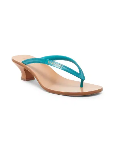 Versace Women's 40MM Logo Sandals - Aquamarine - Size 11 | Thumbnail 2 Versace Women's 40MM Logo Sandals - Aquamarine - Size 11 | Thumbnail 2