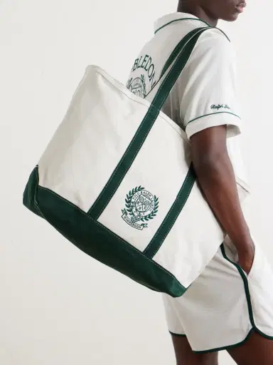 Polo Ralph Lauren Wimbledon Embroidered Large Cotton Tote Bag - Men | Thumbnail 2 Polo Ralph Lauren Wimbledon Embroidered Large Cotton Tote Bag - Men | Thumbnail 2