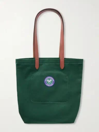 Polo Ralph Lauren Wimbledon Embroidered Leather-Trim Medium Cotton Tote Bag - Men | Thumbnail 4 Polo Ralph Lauren Wimbledon Embroidered Leather-Trim Medium Cotton Tote Bag - Men | Thumbnail 4