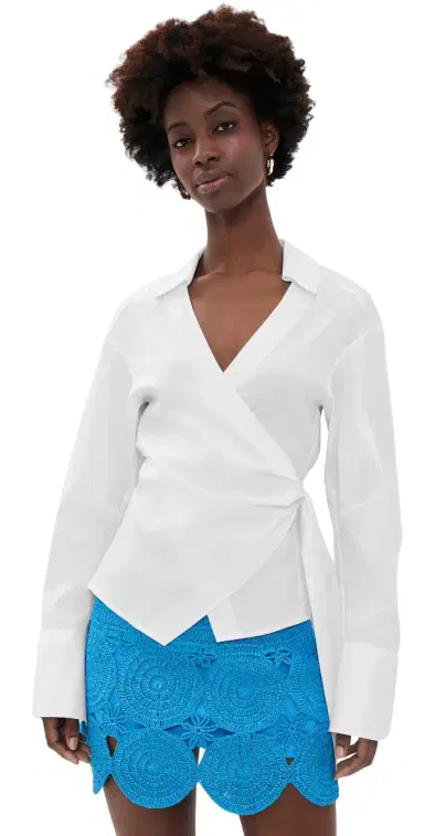 SIMONMILLER Anya Poplin Wrap Top Macadamia M | Thumbnail 1 SIMONMILLER Anya Poplin Wrap Top Macadamia M | Thumbnail 1