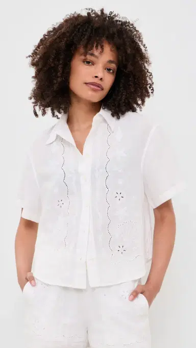Madewell x hopbop Button-Front Boxy Shirt in 100% Linen White | Thumbnail 2 Madewell x hopbop Button-Front Boxy Shirt in 100% Linen White | Thumbnail 2