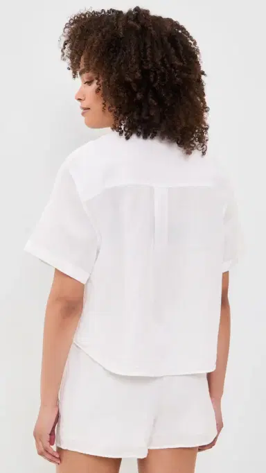 Madewell x hopbop Button-Front Boxy Shirt in 100% Linen White | Thumbnail 3 Madewell x hopbop Button-Front Boxy Shirt in 100% Linen White | Thumbnail 3
