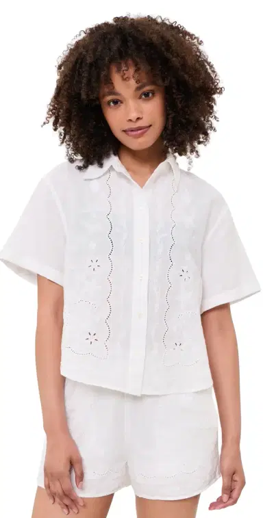Madewell x hopbop Button-Front Boxy Shirt in 100% Linen White | Thumbnail 1 Madewell x hopbop Button-Front Boxy Shirt in 100% Linen White | Thumbnail 1