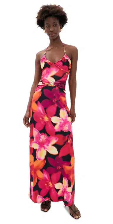 Runaway the Label Nina Ruched Halter Maxi Dress kye Black | Thumbnail 1 Runaway the Label Nina Ruched Halter Maxi Dress kye Black | Thumbnail 1