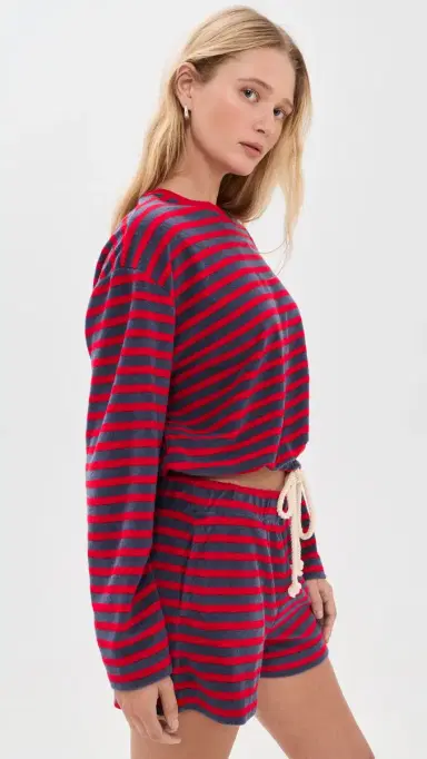 Madewell Tie-Waist Top in Terry Towel Terry Stripe | Thumbnail 4 Madewell Tie-Waist Top in Terry Towel Terry Stripe | Thumbnail 4