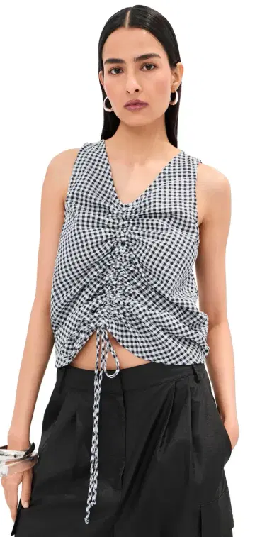 LE BOP Sleeveless Fallon Top Navy Check | Thumbnail 1 LE BOP Sleeveless Fallon Top Navy Check | Thumbnail 1