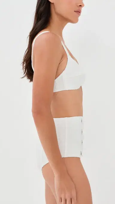 Lisa Marie Fernandez Balconette High Waist Bikini Set White 60s Floral Jacquard | Thumbnail 4 Lisa Marie Fernandez Balconette High Waist Bikini Set White 60s Floral Jacquard | Thumbnail 4
