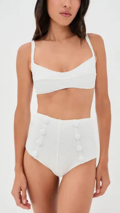 Lisa Marie Fernandez Balconette High Waist Bikini Set White 60s Floral Jacquard | Thumbnail 5 Lisa Marie Fernandez Balconette High Waist Bikini Set White 60s Floral Jacquard | Thumbnail 5