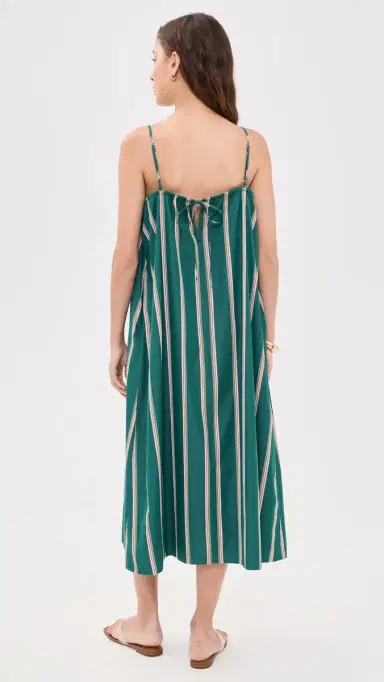 Madewell x Shopbop Gathered A-Line Midi Dress Retro Stripe Deep Lagoon S | Thumbnail 3 Madewell x Shopbop Gathered A-Line Midi Dress Retro Stripe Deep Lagoon S | Thumbnail 3