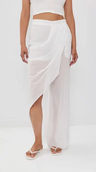 Christopher Esber Draped Skirt Cotton Trousers White | Thumbnail 2 Christopher Esber Draped Skirt Cotton Trousers White | Thumbnail 2