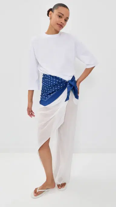Christopher Esber Draped Skirt Cotton Trousers White | Thumbnail 5 Christopher Esber Draped Skirt Cotton Trousers White | Thumbnail 5