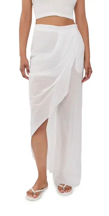 Christopher Esber Draped Skirt Cotton Trousers White | Thumbnail 1 Christopher Esber Draped Skirt Cotton Trousers White | Thumbnail 1