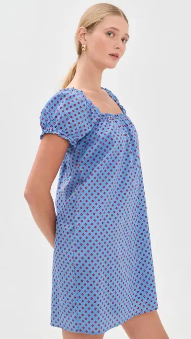 Madewell The Chateau Mini Dress Diamond Foulard Calm Blue | Thumbnail 4 Madewell The Chateau Mini Dress Diamond Foulard Calm Blue | Thumbnail 4