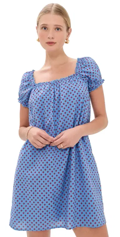 Madewell The Chateau Mini Dress Diamond Foulard Calm Blue | Thumbnail 1 Madewell The Chateau Mini Dress Diamond Foulard Calm Blue | Thumbnail 1