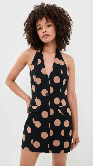 SIMONMILLER Kirra inen Mini Dress Black/Tan Polka Dot | Thumbnail 2 SIMONMILLER Kirra inen Mini Dress Black/Tan Polka Dot | Thumbnail 2
