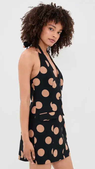 SIMONMILLER Kirra inen Mini Dress Black/Tan Polka Dot | Thumbnail 4 SIMONMILLER Kirra inen Mini Dress Black/Tan Polka Dot | Thumbnail 4