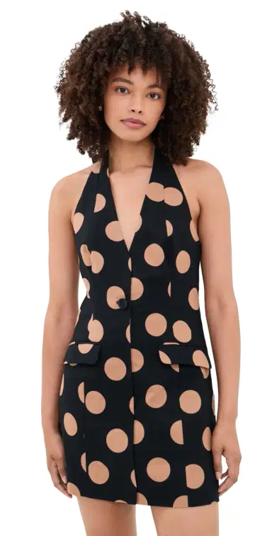 SIMONMILLER Kirra inen Mini Dress Black/Tan Polka Dot | Thumbnail 1 SIMONMILLER Kirra inen Mini Dress Black/Tan Polka Dot | Thumbnail 1
