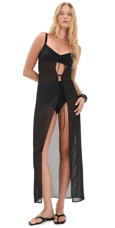 LIONESS Dune Maxi Coverup Dress Noir | Thumbnail 1 LIONESS Dune Maxi Coverup Dress Noir | Thumbnail 1