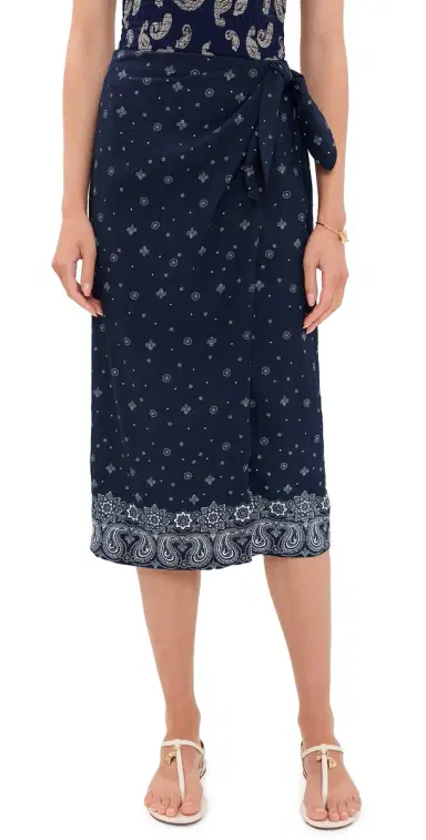 Madewell x hopbop arong Midi Skirt in Linen Blend Bandana Mix White | Thumbnail 1 Madewell x hopbop arong Midi Skirt in Linen Blend Bandana Mix White | Thumbnail 1
