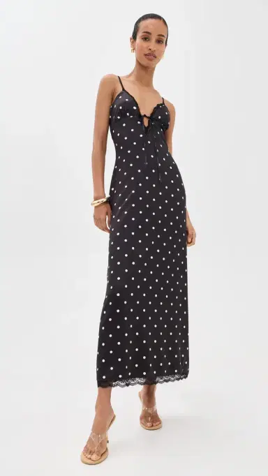 Runaway The Label Emily ace Trim Camisole Midi Dress Black/White Polka | Thumbnail 2 Runaway The Label Emily ace Trim Camisole Midi Dress Black/White Polka | Thumbnail 2