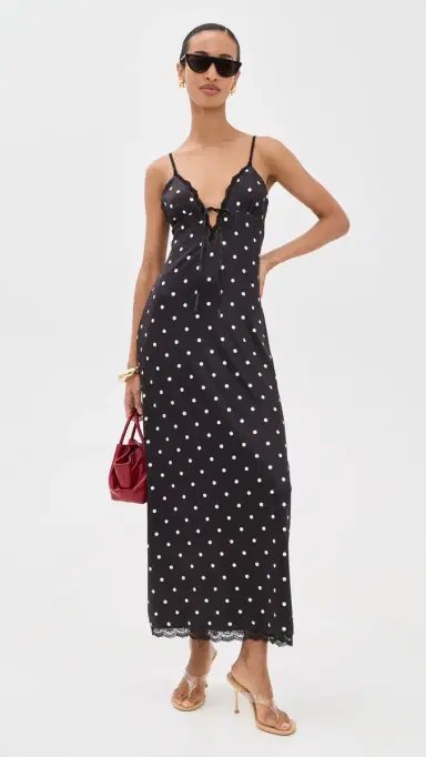 Runaway The Label Emily ace Trim Camisole Midi Dress Black/White Polka | Thumbnail 5 Runaway The Label Emily ace Trim Camisole Midi Dress Black/White Polka | Thumbnail 5